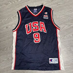 Vintage Champion USA Olympic Basketball Team Vince Carter #9 Jersey Sz Youth L